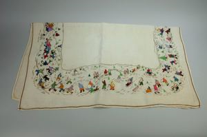 Image: Embroidered tablecloth with seasonal activities